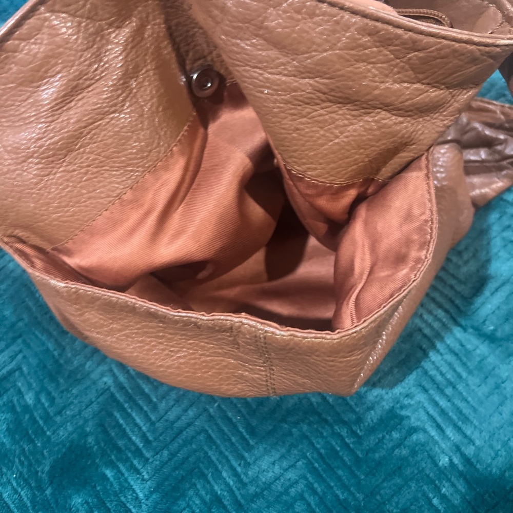 Vintage Crossbody Bag Cognac Leather Multi Pocket Retro Adjustable Zip Closure - Picture 7 of 10